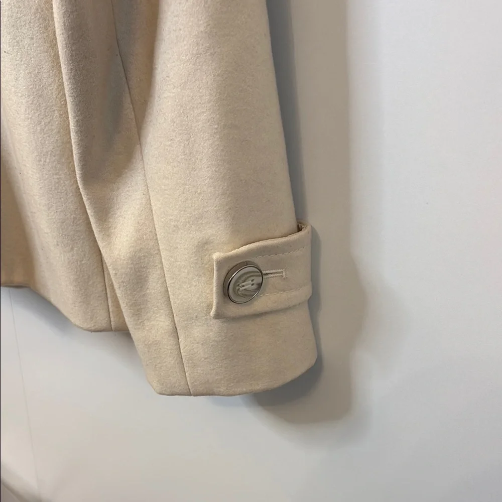 LAST CALL! Calvin Klein Cream Wool Peacoat with Tailored Silhouette - Picture 13 of 14